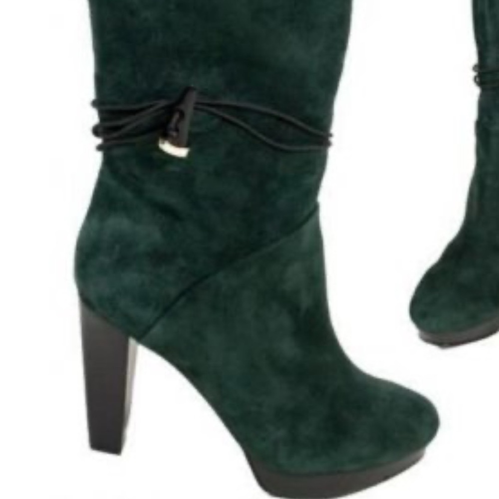 House of Harlow 1960 Suede Green Mid-Calf Boots